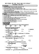 Đề cương ôn tập học kỳ 2 môn Toán 7 - Năm học 2016-2017